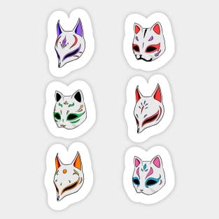 Kitsune neko mask colorful Sticker